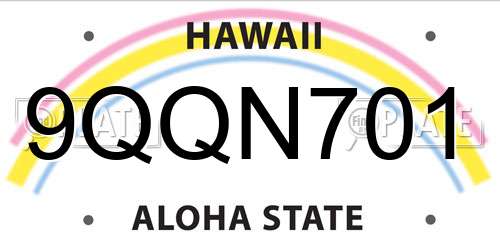 9QQN701 Hawaii License Plate