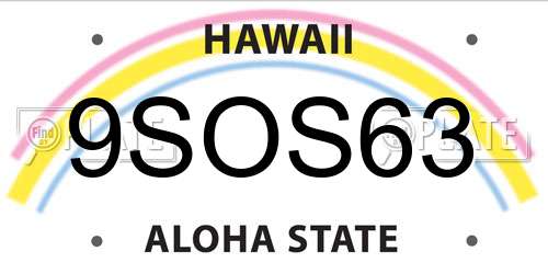 9SOS63 Hawaii License Plate
