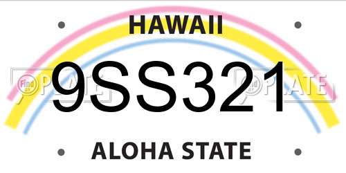 9SS321 Hawaii License Plate