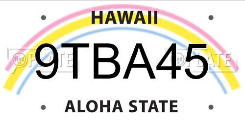9TBA45 Hawaii License Plate