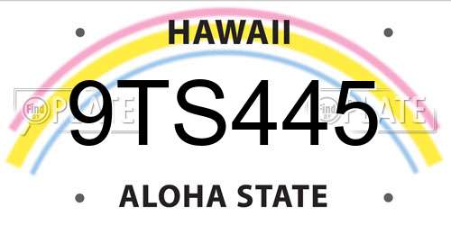 9TS445 Hawaii License Plate