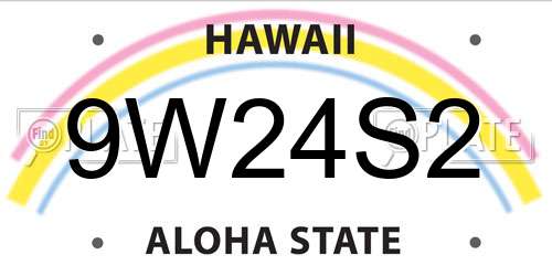 9W24S2 Hawaii License Plate