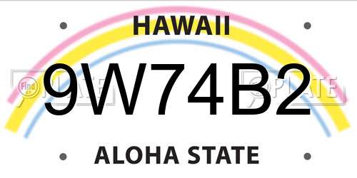 9W74B2 Hawaii License Plate
