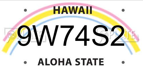 9W74S2 Hawaii License Plate