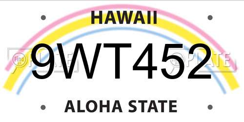 9WT452 Hawaii License Plate