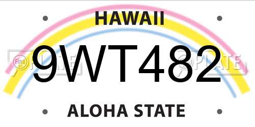 9WT482 Hawaii License Plate