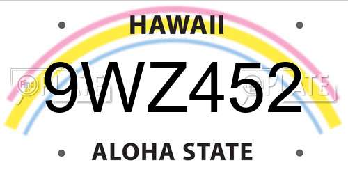 9WZ452 Hawaii License Plate