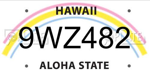 9WZ482 Hawaii License Plate