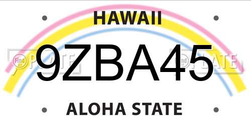 9ZBA45 Hawaii License Plate