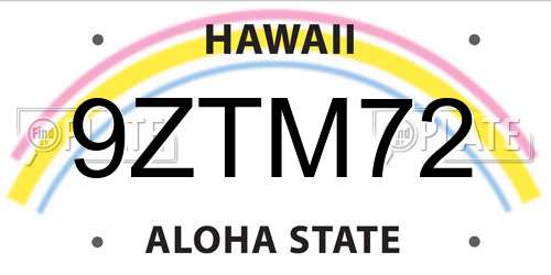 9ZTM72 Hawaii License Plate