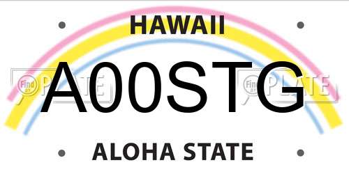A00STG Hawaii License Plate