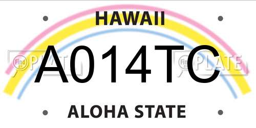 A014TC Hawaii License Plate