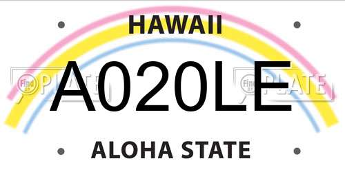 A020LE Hawaii License Plate