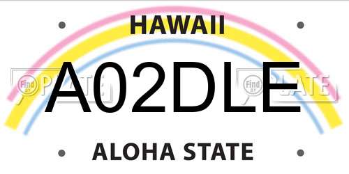 A02DLE Hawaii License Plate