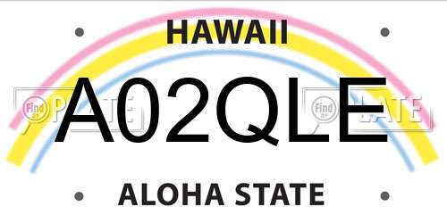 A02QLE Hawaii License Plate