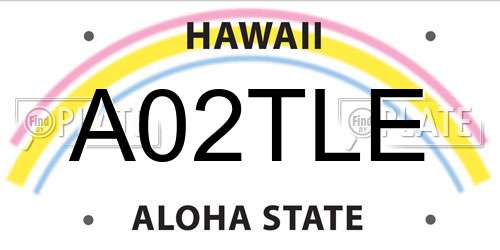 A02TLE Hawaii License Plate
