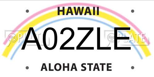 A02ZLE Hawaii License Plate