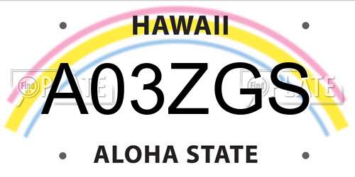 A03ZGS Hawaii License Plate