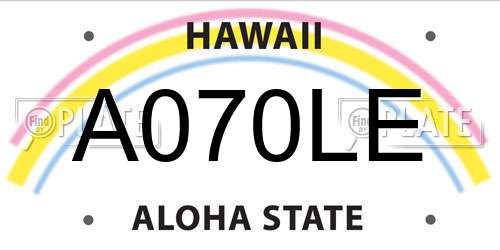A070LE Hawaii License Plate