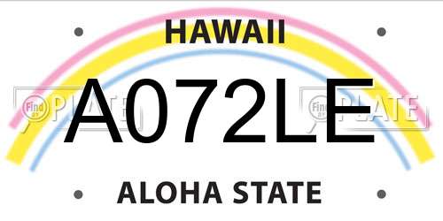 A072LE Hawaii License Plate