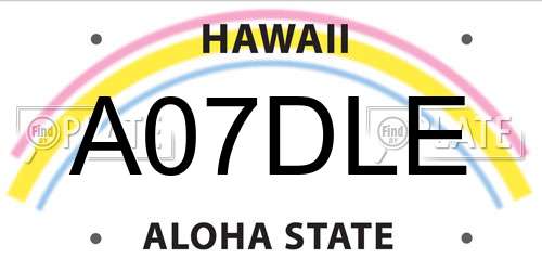 A07DLE Hawaii License Plate