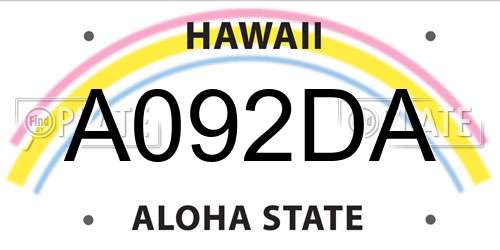 A092DA Hawaii License Plate