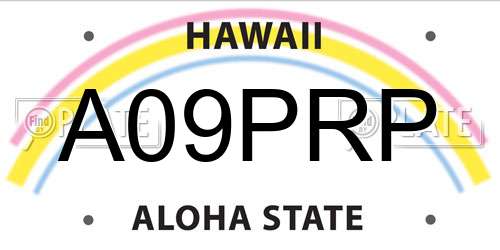 A09PRP Hawaii License Plate