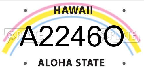 A2246O Hawaii License Plate
