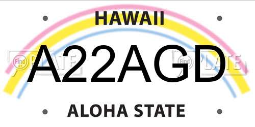 A22AGD Hawaii License Plate