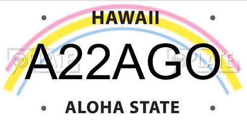 A22AGO Hawaii License Plate