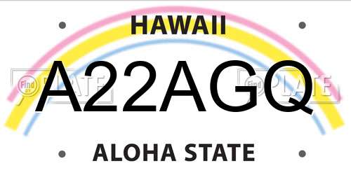 A22AGQ Hawaii License Plate