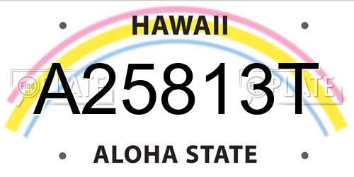A25813T Hawaii License Plate