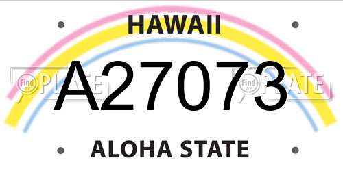 A27073 Hawaii License Plate