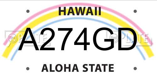 A274GD Hawaii License Plate