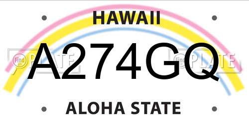 A274GQ Hawaii License Plate