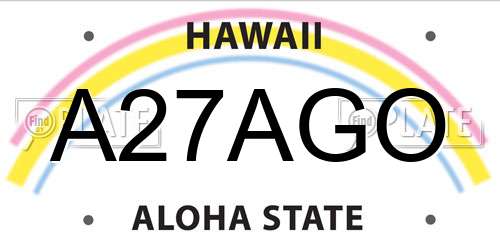 A27AGO Hawaii License Plate