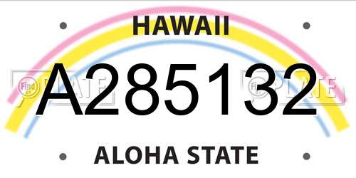 A285132 Hawaii License Plate