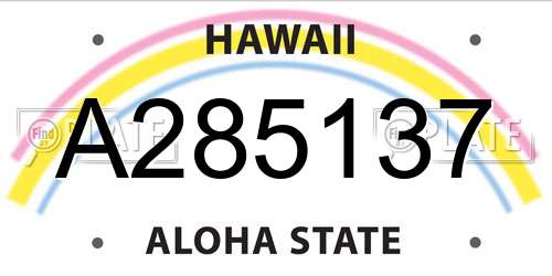 A285137 Hawaii License Plate