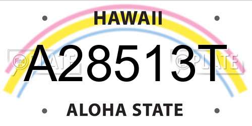 A28513T Hawaii License Plate