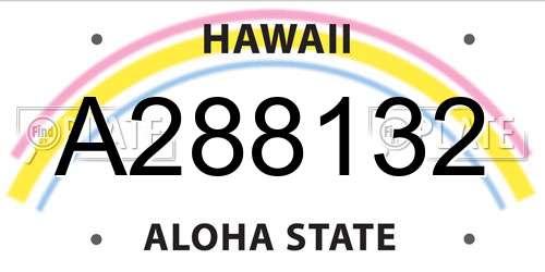 A288132 Hawaii License Plate