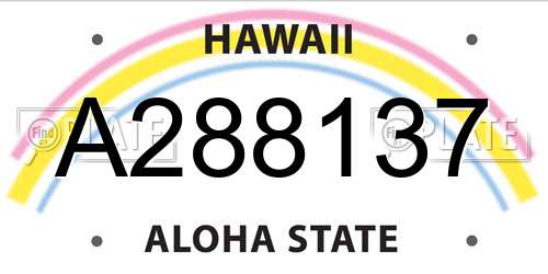 A288137 Hawaii License Plate