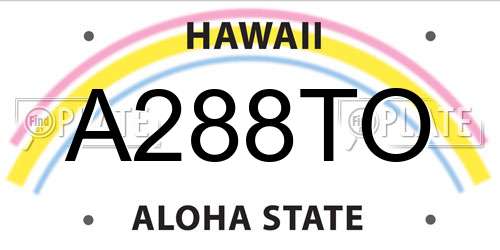 A288TO Hawaii License Plate