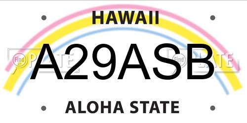 A29ASB Hawaii License Plate