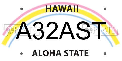 A32AST Hawaii License Plate