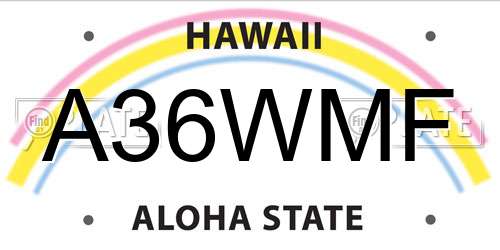 A36WMF Hawaii License Plate