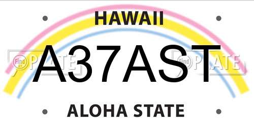 A37AST Hawaii License Plate