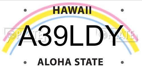 A39LDY Hawaii License Plate