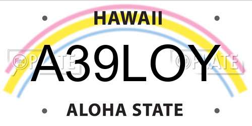 A39LOY Hawaii License Plate