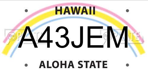 A43JEM Hawaii License Plate