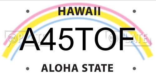 A45TOF Hawaii License Plate